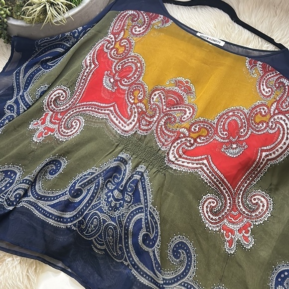 Andrew Charles sheer paisley trapeze relaxed bohemian blouse sheer medium - Picture 7 of 8